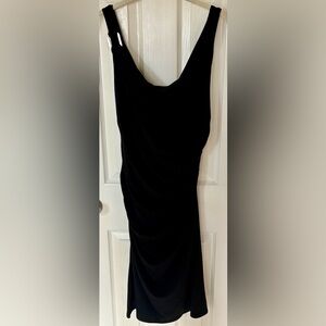 White House Black Market ruched body con black dress-size 8